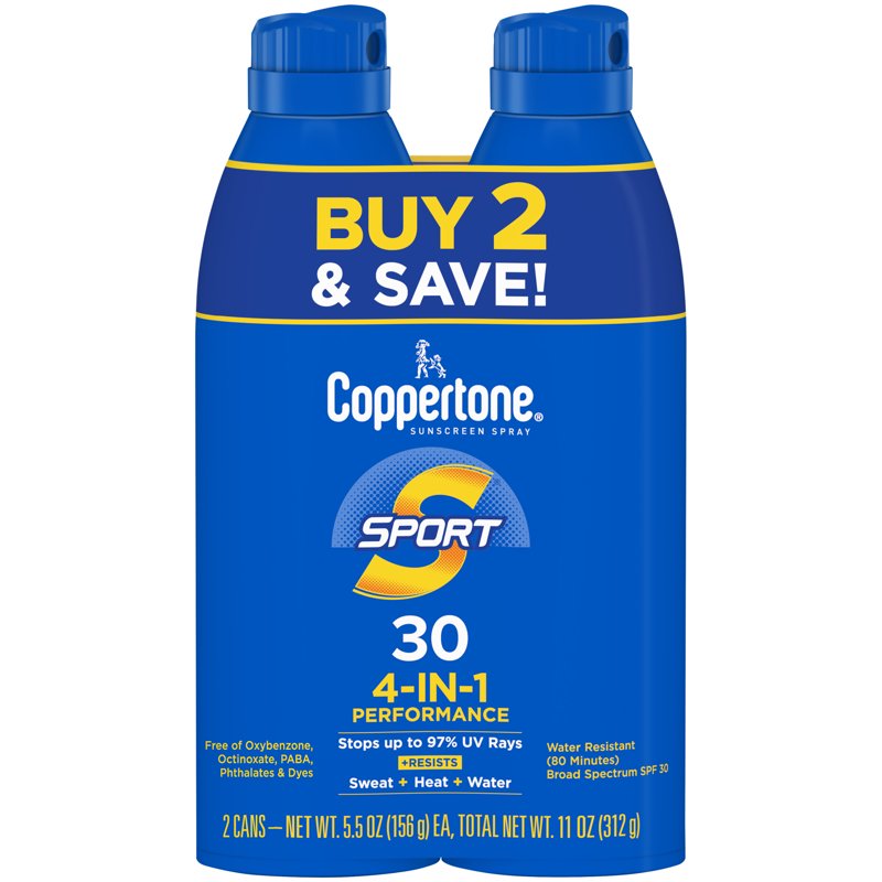 Sport Sunscreen Spray SPF 30, Water Resistant, 5.5 oz - Pack of 2