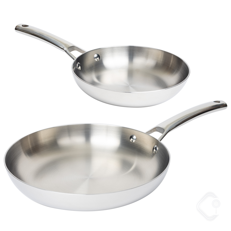 Tri-Ply Stainless Steel Frying Pan Set - 9" & 11" Skillets