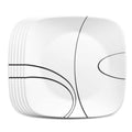 10.5" Square Dinner Plate Set - Modern Black & White, Set of 6