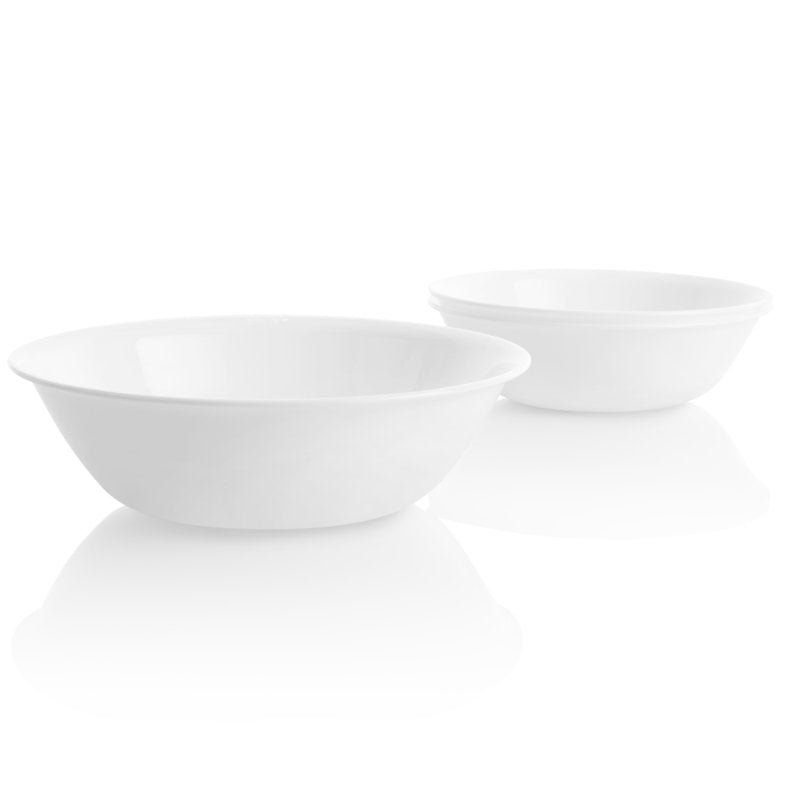 Set of 3 32 oz Glass Serving Bowls - Winter Frost White