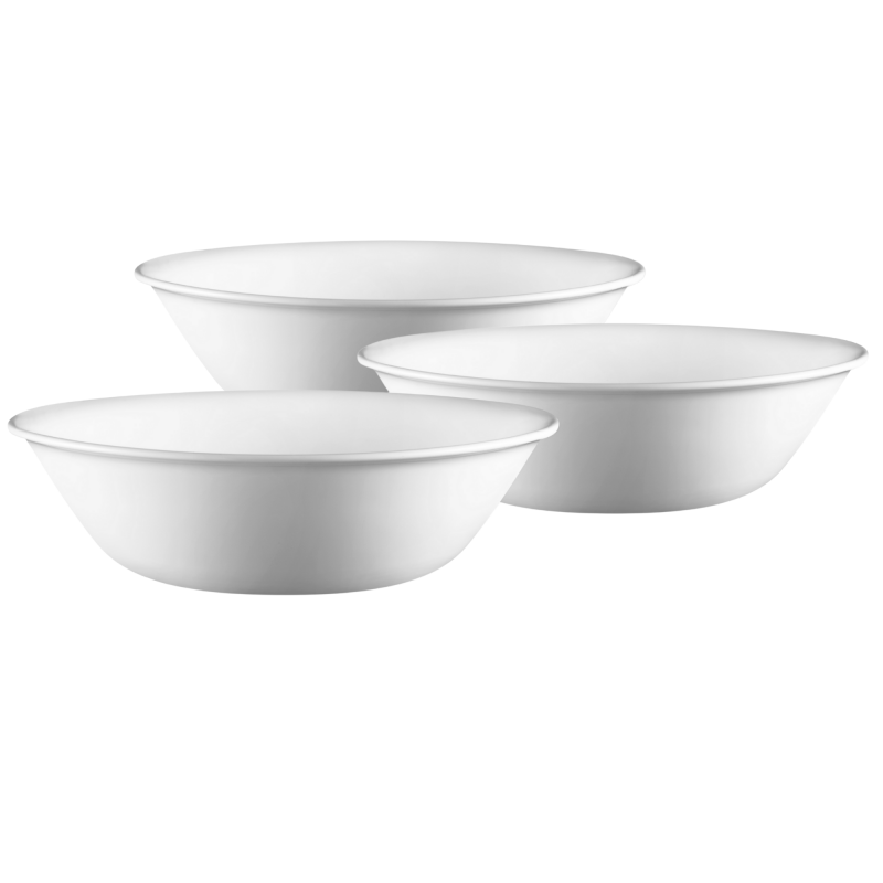 64 oz Glass Serving Bowl Set of 3 - Winter Frost White