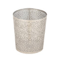 Silver Metal Floral Waste Bin - Laser Carved Design, 9" x 10" - Abstract Floral