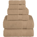 Taupe 6-Piece Cotton Absorbent Shower Towel Set - Highly Plush & Fast Drying