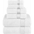 White & Gray 6-Piece Turkish Cotton Bath Towel Set - Highly Absorbent & Plush
