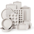 10-Piece Nonstick Bakeware Set - Stackable Design, Cream
