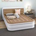 Queen Size Inflatable Air Mattress with Built-in Headboard and Pump - Durable Flocked Top, Portable for Indoor & Outdoor Use