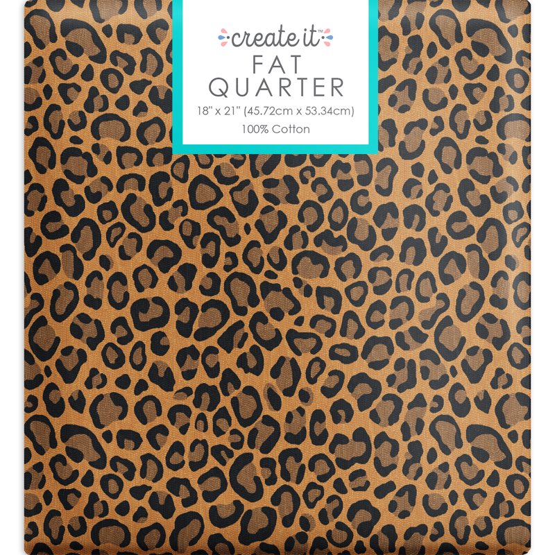 Create It 100% Cotton Cheetah Fat Quarter Fabric - Brown, 18x21 Inches - Single