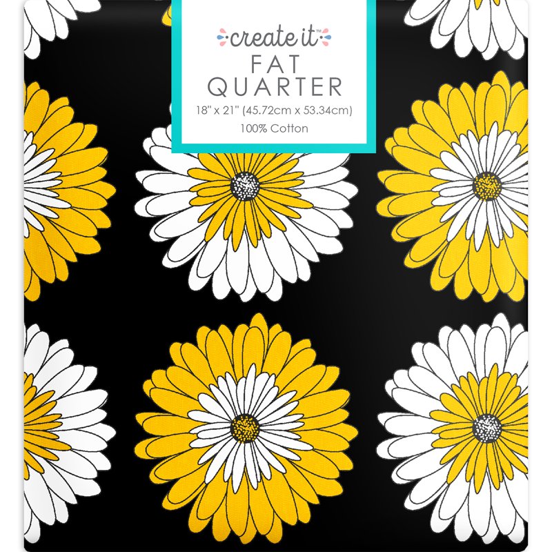 Yellow Cotton Fat Quarter for Quilting & Sewing - 18x21 Inches - Single Create It
