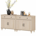 Large Wood Buffet Cabinet with 4 Doors & 2 Drawers - Beige, 2 Pack