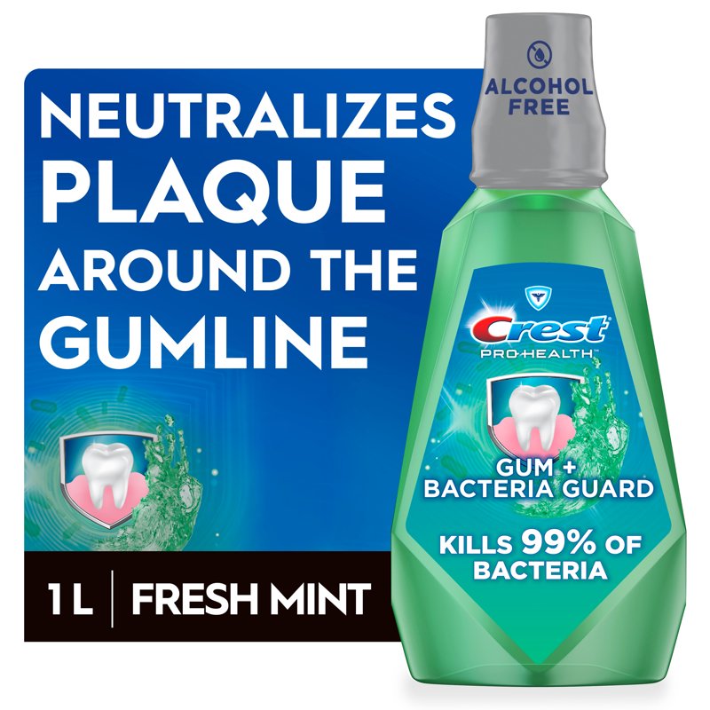 Alcohol-Free Gum & Bacteria Guard Mouthwash, Mint Flavor, 1 Liter