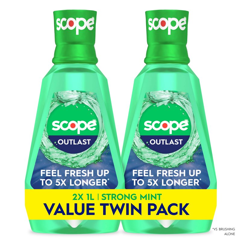 Fluoride Mouthwash, Alcohol-Free Fresh Mint Mouth Rinse, 1L Bottles (2 Pack)