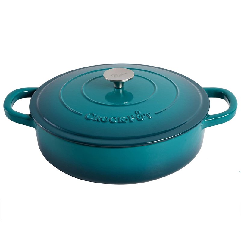5-Quart Enameled Cast Iron Dutch Oven Cooker with Lid - Teal Ombre