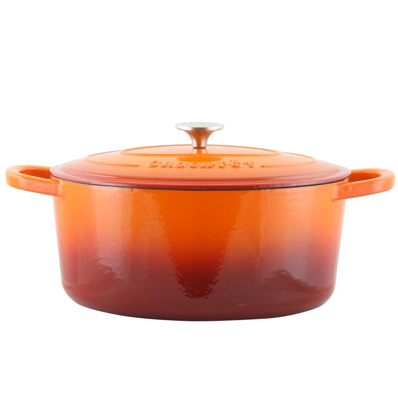 7 Qt Cast Iron Dutch Oven with Self-Basting Lid - Sunset Orange