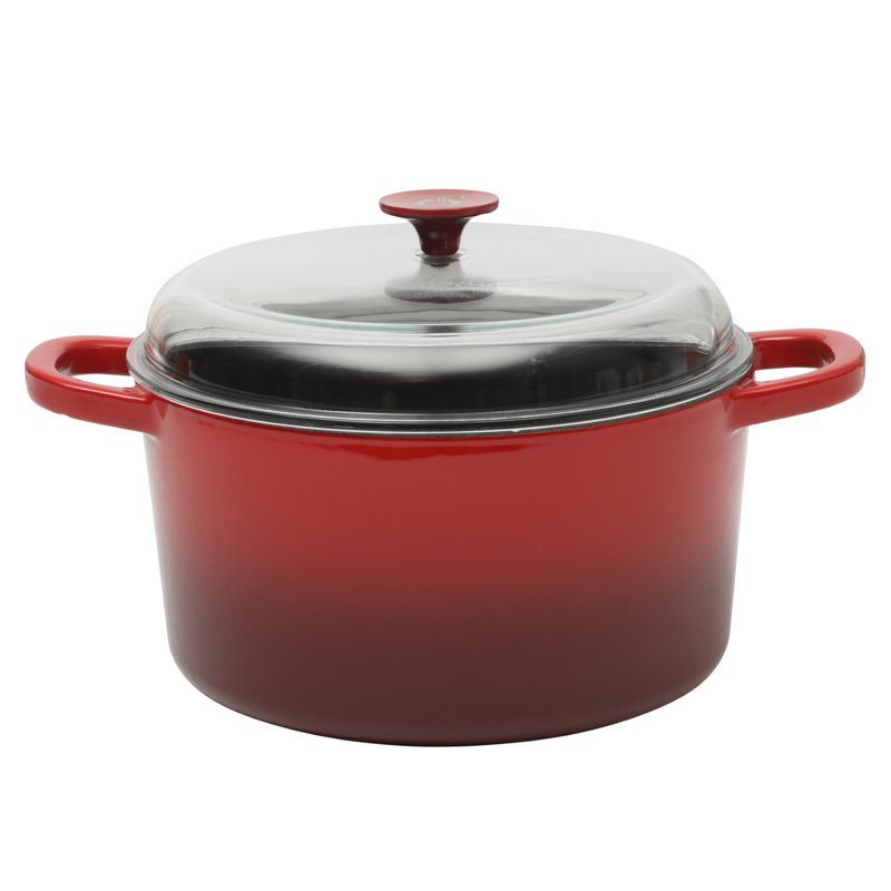 7-Quart Round Enameled Cast Iron Dutch Oven with Lid - Red