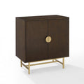 Modern Wood Bar Cabinet with Wine Storage - Dark Brown & Gold
