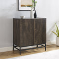 Industrial Bar Cabinet with Wine Rack - Brown Ash & Matte Black
