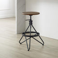 Adjustable Metal Bar Stool - Brown & Matte Black