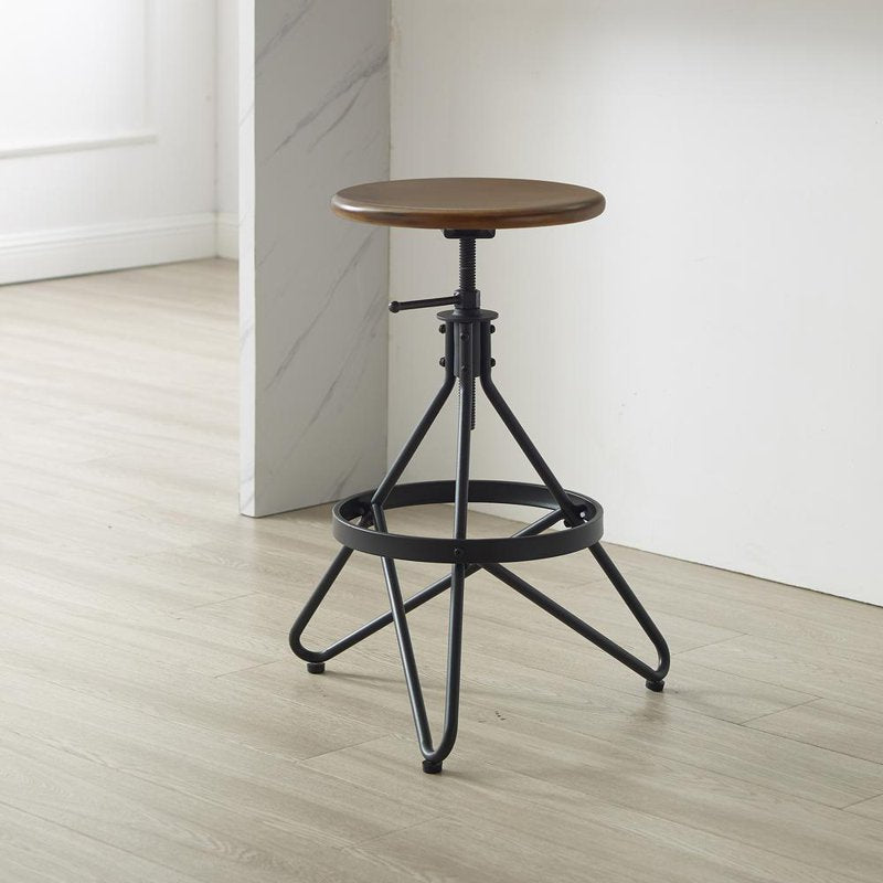 Adjustable Metal Bar Stool - Brown & Matte Black