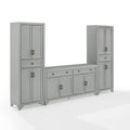 Tara 3-Piece Modern Farmhouse Sideboard Buffet & Pantry Set - Distressed Gray