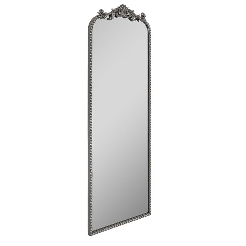 Large Floor Mirror 22x64 Antique Silver Pewter Gray Filigree Arch Leaner
