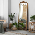 Gold Metal Filigree Arch Floor Mirror 22x64 - Elegant Floor-Length Leaner