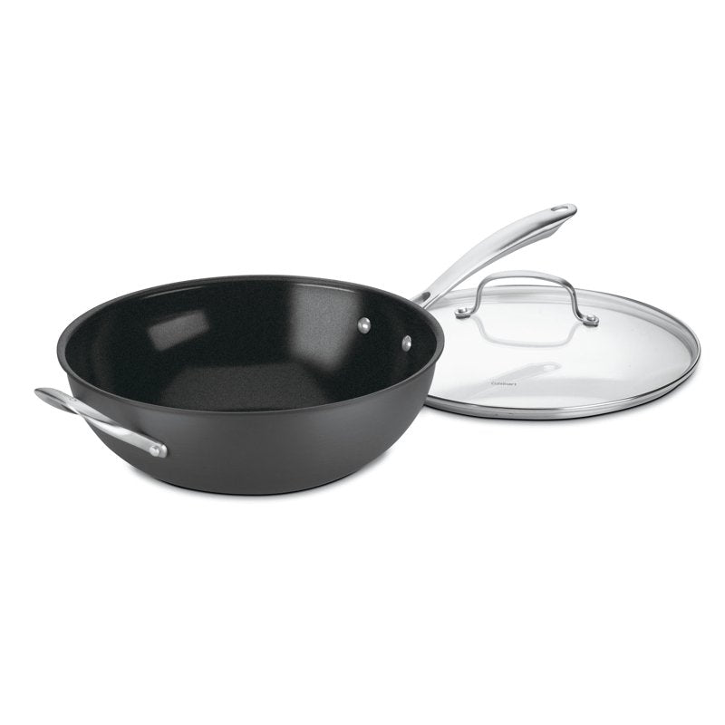 Eco-Friendly 12" Hard Anodized Non-Stick Stir Fry Wok with Glass Cover