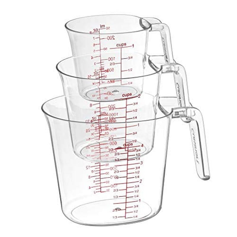 Nesting Measuring Cup Set - 1, 2, & 3 Cup Plastic Stackable