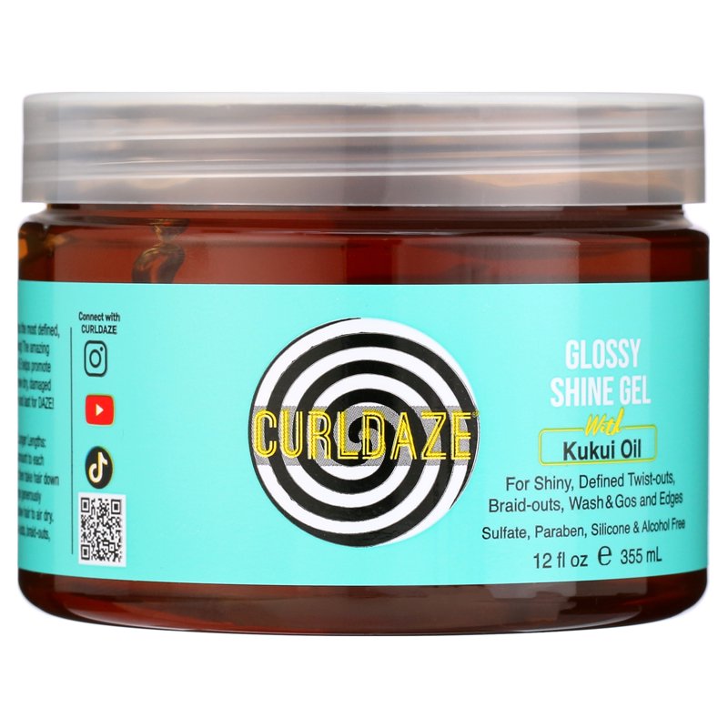 Glossy Shine Gel with Kukui Oil - Moisturizing Hair Styling Gel 12 oz