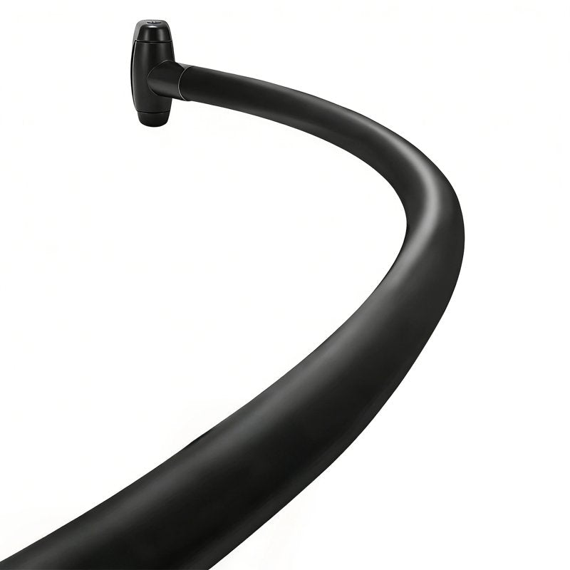 Black Curved Shower Curtain Rod 43-71 Inches Adjustable Rustproof Bathroom Accessory