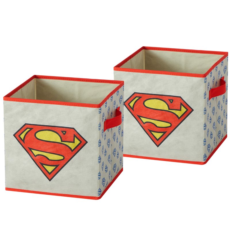 Superman Kids' 2-Pack Storage Cubes - 10 x 10 Inches, With Handles - Variation of Superman