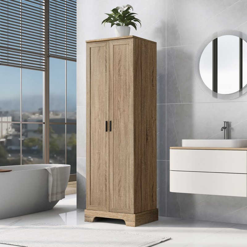Storage Cabinet with 5 Adjustable Shelves - Rustic Brown Home Organizer
