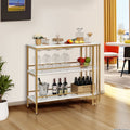 3-Tier Mini Bar Cabinet with Wine Racks - White