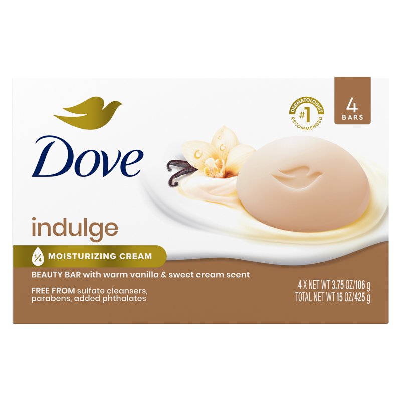 Warm Vanilla & Sweet Cream Moisturizing Beauty Bar Soap - 4 Pack, 3.75 oz
