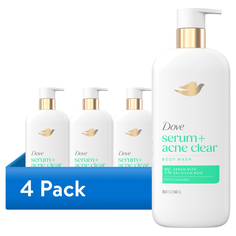 Acne Clear Body Wash with 1% Salicylic Acid - 4 Pack, 18.5 fl oz