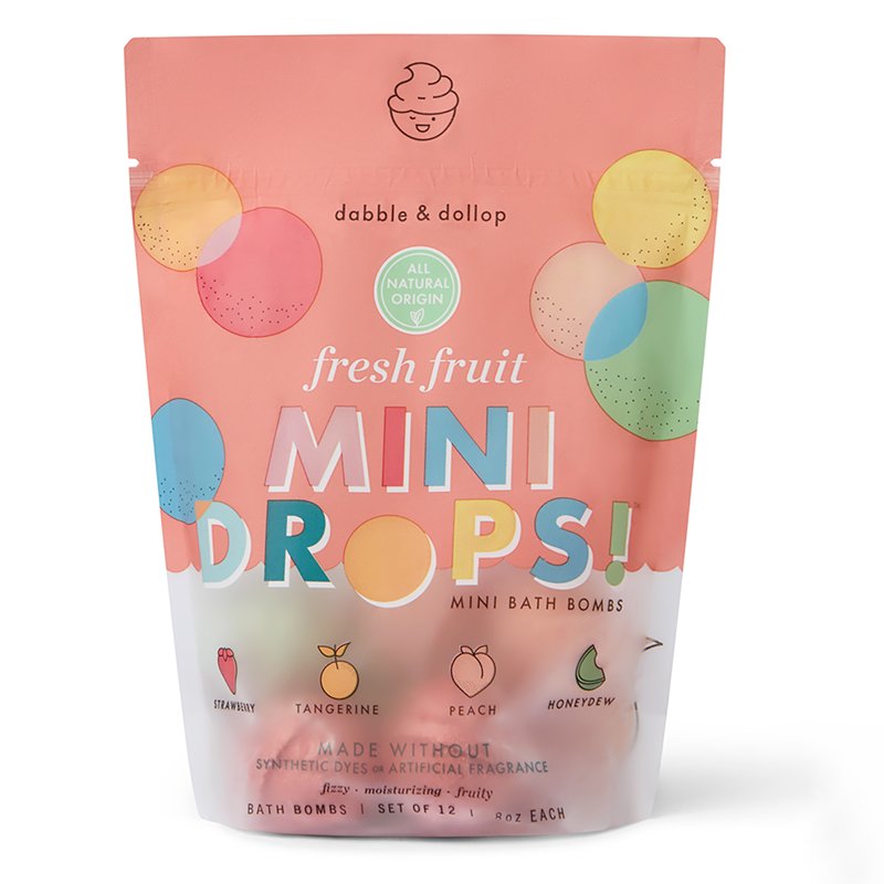 Mini Bath Bombs Set - Fresh Fruit Variety, 12 Pack