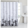 Black Floral Field Fabric Shower Curtain - Dainty Home, Water-Repellent, 70x72 Inches - Variation of This Listing