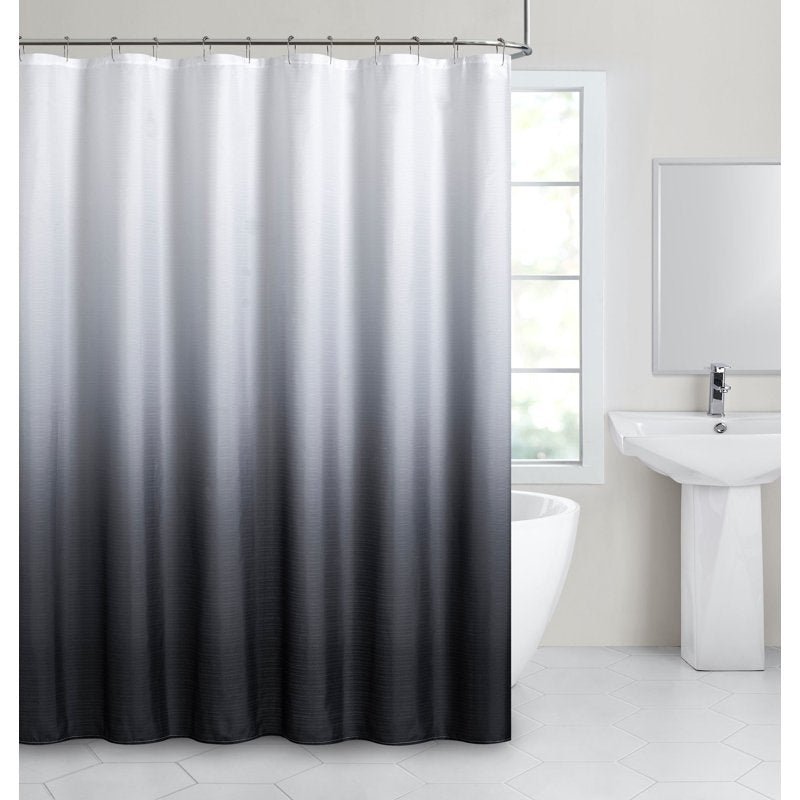 Black Ombre Fabric Shower Curtain - Water-Repellent, 70x72 Inches, Machine Washable - Variation of THIS listing