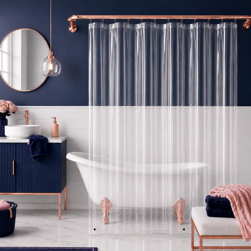 Clear Heavyweight 10G PEVA Shower Curtain Liner with Magnets - 70x72 Inches