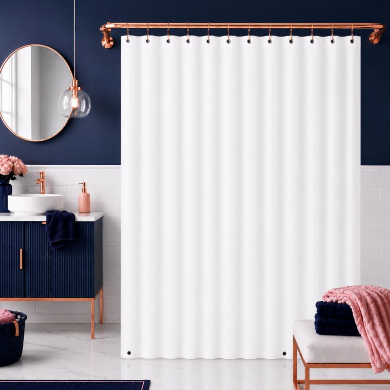White Heavyweight PEVA Shower Curtain Liner with Magnets - 70x72 Inches