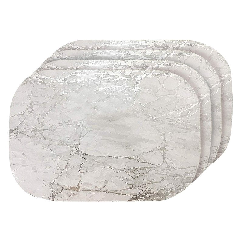Oval Cork Placemat Set of 4 - Metallic Marble Design 12" x 18"