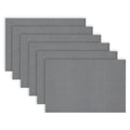 Set of 6 Washable Placemats - 12x18 in Embroidered Glitter Silver