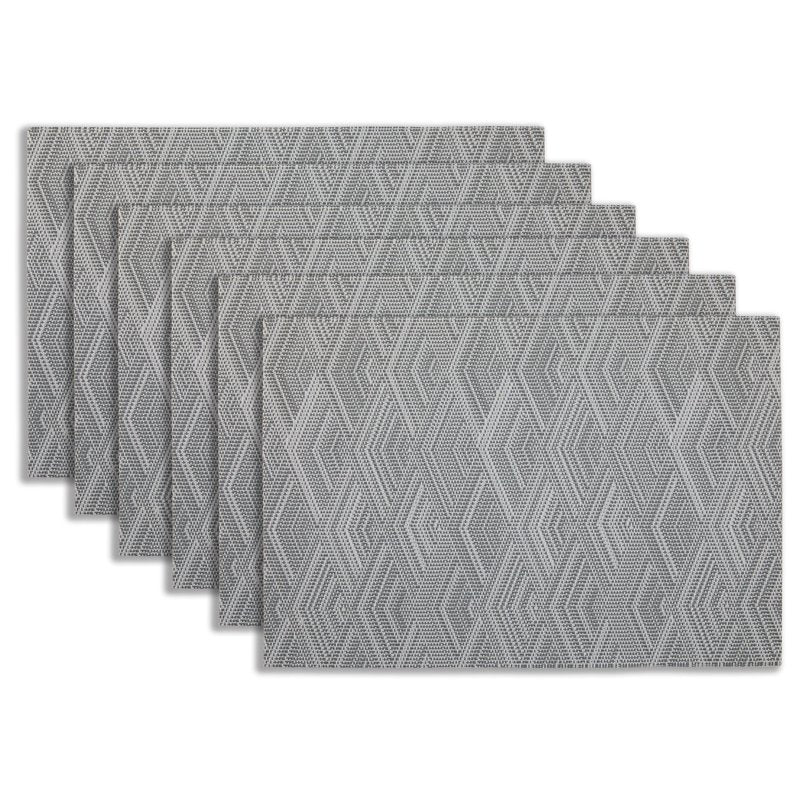 Elegant Set of 6 Non-Slip Placemats - 12x18 in Diamonds Silver
