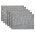 Elegant Set of 6 Non-Slip Placemats - 12x18 in Diamonds Silver