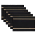 Elegant Set of 6 Non-Slip Placemats - 12x18 in Chevron with Gold Stripe