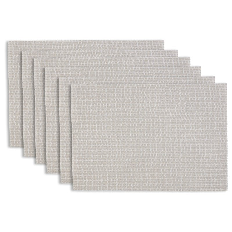 Elegant PVC Placemats Set of 6 - 12x18 in Boucle Texture White