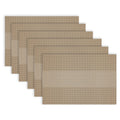 Elegant Set of 6 Non-Slip Placemats - 12x18 in Center Stripe Champagne