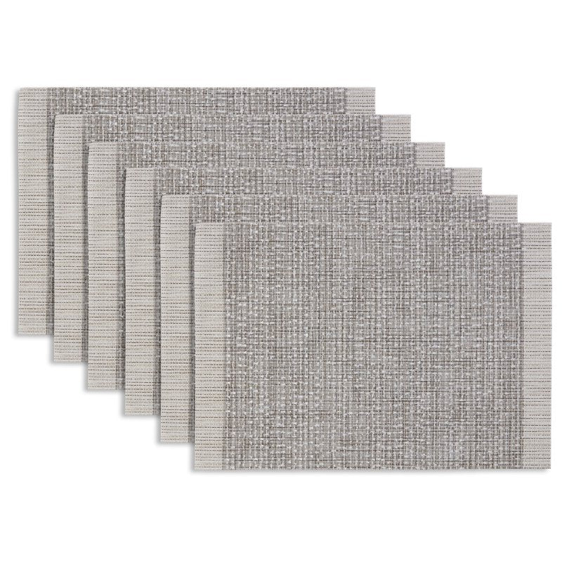 Elegant Set of 6 Placemats - 12x18 in Border Grey Boucle