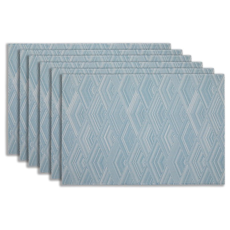 Elegant PVC Placemats Set of 6 - 12x18 in Diamonds Blue