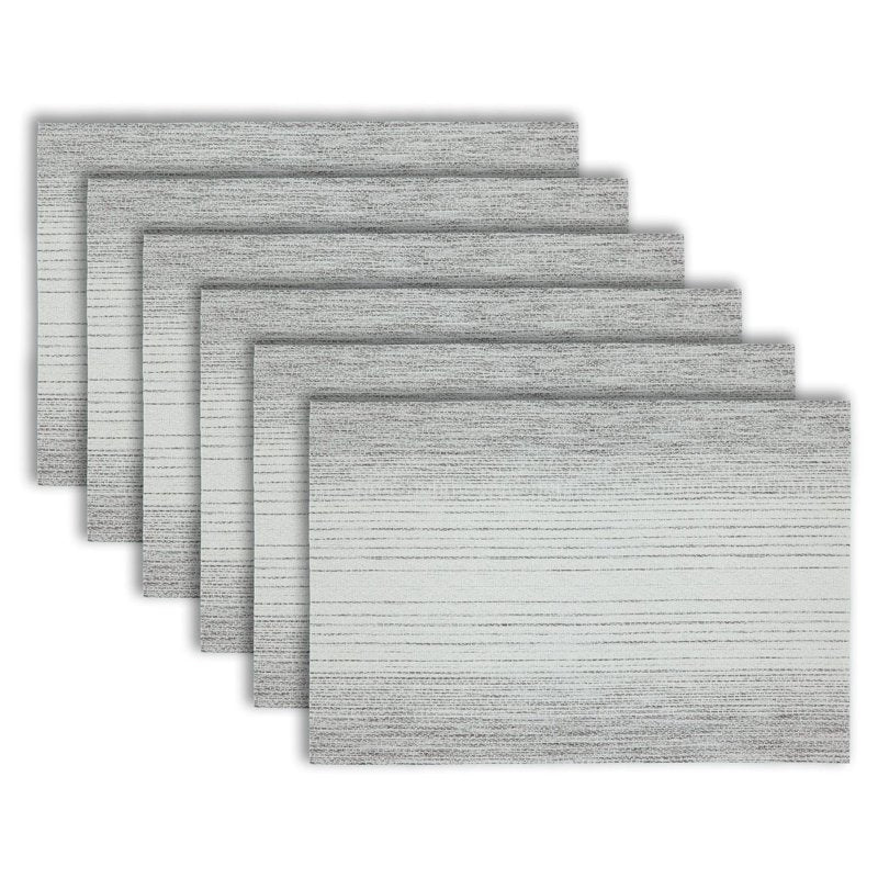 Elegant Set of 6 Ombre Stripe Silver Placemats - 12x18 in PVC