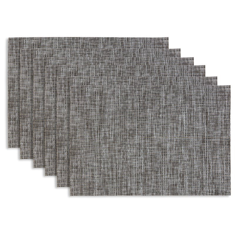 Set of 6 Reversible Placemats - 12x18 in Black with Gold Shimmer